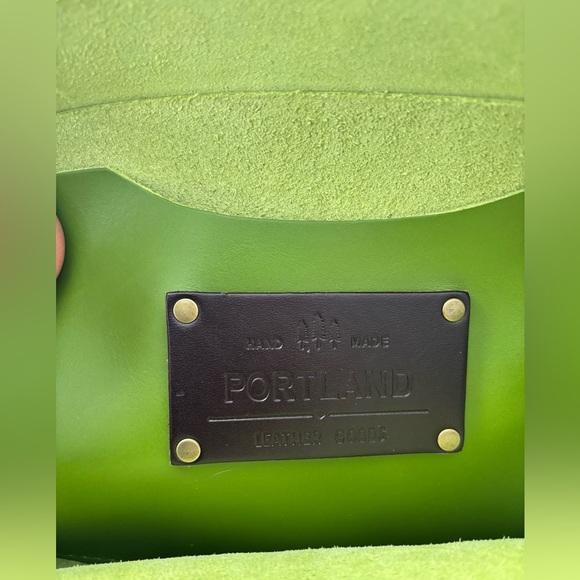 Portland Leather Green Tote with Brown Straps - Picture 4 of 13